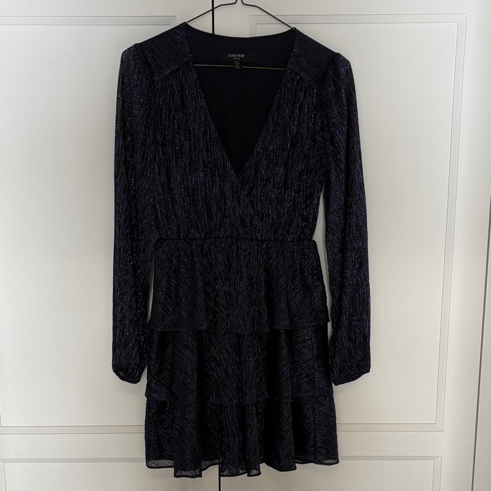 Ever New Shimmering Navy Long-Sleeve Mini Dress